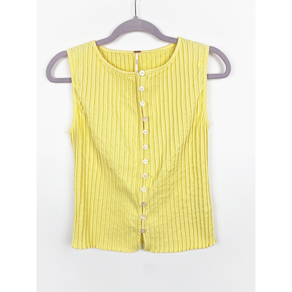 Free People Tilly Ribbed Button Down Tank Vest Medium